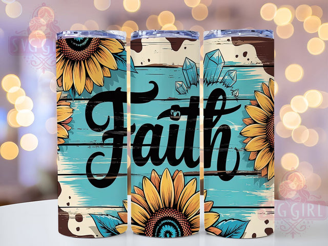 Faith Sunflower Gemstone 20oz Tumbler Wrap, Sunflower Tumbler, Gemstone Tumbler Design, 20oz Sublimation Wrap, Inspirational Drinkware, Christian Gift Tumbler, Floral Faith Tumbler Sublimation SvggirlplusArt 