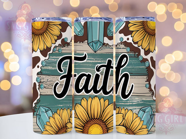 Faith Sunflower Gemstone 20oz Tumbler Wrap, Sunflower Tumbler, Gemstone Tumbler Design, 20oz Sublimation Wrap, Inspirational Drinkware, Christian Gift Tumbler, Floral Faith Tumbler Sublimation SvggirlplusArt 