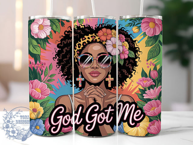 Faithful Praying Black Woman Tumbler, Black Woman, Praying Hands, Floral Art, 20Oz Tumbler, Sublimation Wrap, Digital Download Sublimation ToriDesigns 