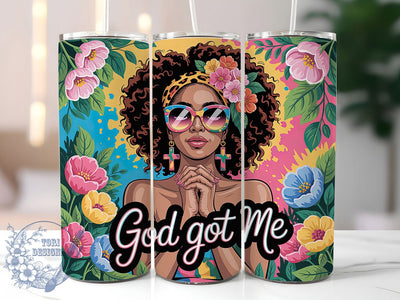 Faithful Praying Black Woman Tumbler, Black Woman, Praying Hands, Floral Art, 20Oz Tumbler, Sublimation Wrap, Digital Download Sublimation ToriDesigns 
