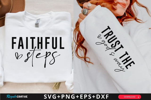 Faithful steps Sleeve SVG Design, Christian Sleeve SVG, Faith SVG Design, Jesus Sleeve SVG SVG Regulrcrative 