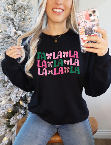 Falalala Preppy Bows Christmas PNG JPG Sublimation So Fontsy Design Shop 