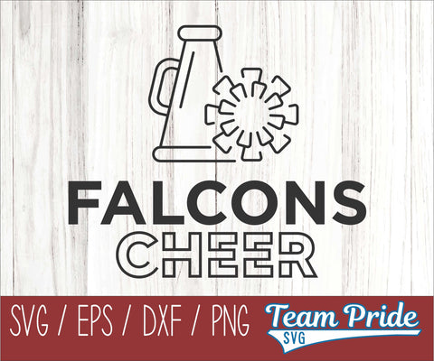 Falcons Cheer Line Art SVG Digital Download Printable - SVG, EPS, DXF, PNG SVG Team Pride SVG 