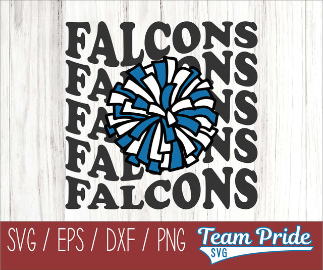 Falcons Cheer Vintage Wave SVG Digital Download Printable - SVG, EPS, DXF, PNG SVG Team Pride SVG 