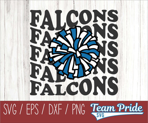 Falcons Cheer Vintage Wave SVG Digital Download Printable - SVG, EPS, DXF, PNG SVG Team Pride SVG 
