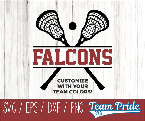 Falcons Lacrosse SVG Digital Download Printable - SVG, EPS, DXF, PNG SVG Team Pride SVG 