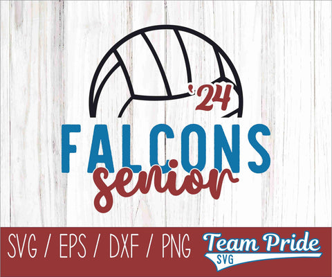 Falcons Senior 2024 Volleyball SVG Digital Download Printable - SVG, EPS, DXF, PNG SVG Team Pride SVG 