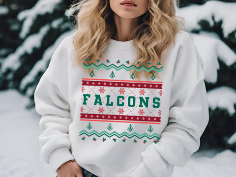 Falcons Ugly Christmas Sweater Festive Holiday Design SVG, EPS, DXF, PNG SVG Team Pride SVG 
