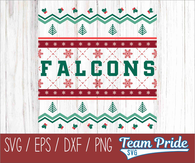 Falcons Ugly Christmas Sweater Festive Holiday Design SVG, EPS, DXF, PNG SVG Team Pride SVG 
