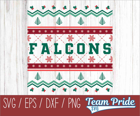 Falcons Ugly Christmas Sweater Festive Holiday Design SVG, EPS, DXF, PNG SVG Team Pride SVG 