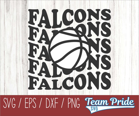 Falcons Vintage Wave Basketball SVG Digital Download Printable - SVG, EPS, DXF, PNG SVG Team Pride SVG 