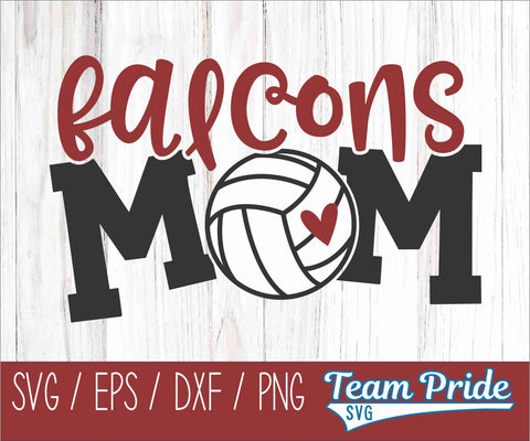Falcons Volleyball Mom SVG Digital Download Printable - SVG, EPS, DXF, PNG SVG Team Pride SVG 