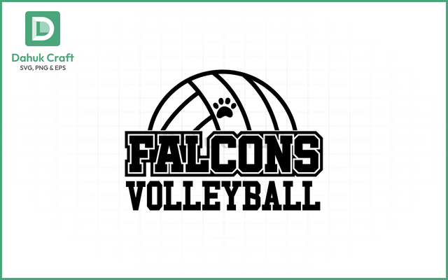 Falcons Volleyball SVG – Mascot Logo SVG PNG & EPS V SVG dahukdesign 