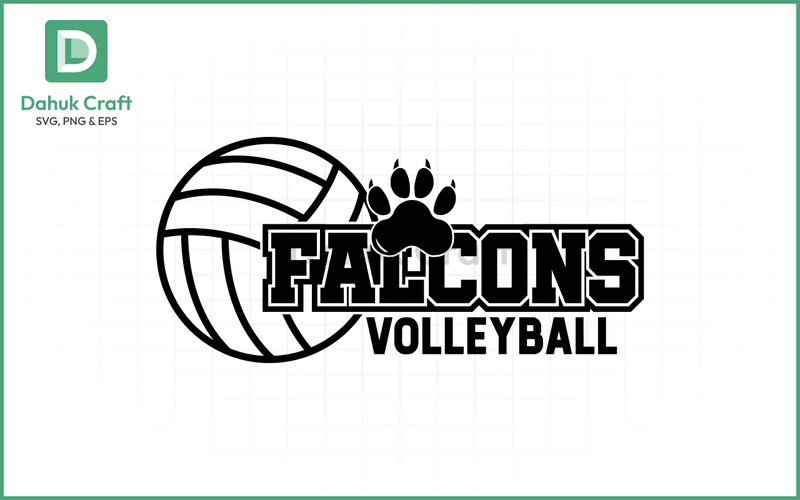 Falcons Volleyball SVG – Mascot Logo SVG PNG & EPS V SVG dahukdesign 