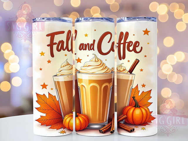 Fall and Coffee 20oz Tumbler Wrap Sublimation Design, Straight Tapered Tumbler Wrap, Fall Vibes Tumbler Png, Instant Digital Download Sublimation SvggirlplusArt 