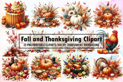 Fall and Thanksgiving Clipart Bundle Sublimation designartist 