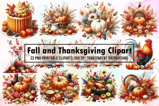Fall and Thanksgiving Clipart Bundle Sublimation designartist 