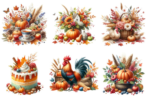Fall and Thanksgiving Clipart Bundle Sublimation designartist 