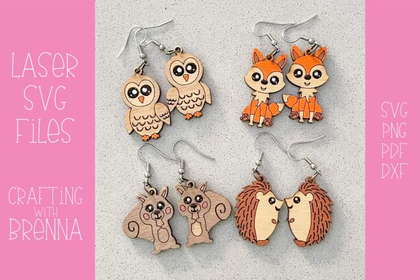 Fall and Winter Animals Earrings Bundle Laser SVG File SVG Crafting With Brenna 