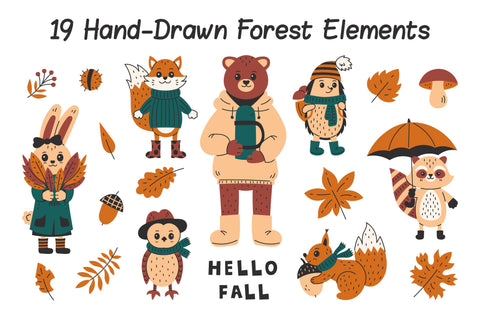 Fall Animals PNG Clipart Sublimation Rin Green 