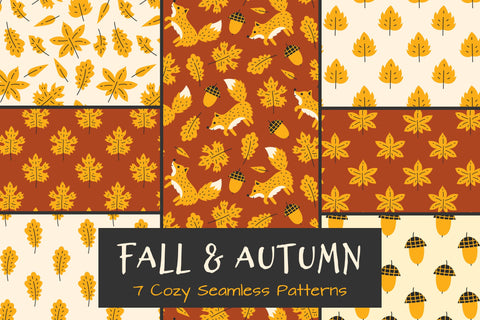 Fall & Autumn Cozy Seamless Patterns Digital Pattern Rin Green 