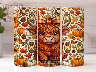 Fall Autumn Highland Cow 20oz Tumbler, Fall Highland Cow, Autumn Highland Cow, Highland Cow Tumbler, 20oz Tumbler, Fall Tumbler, Autumn Tumbler, Tumbler Wrap Sublimation Lara' s Designs 