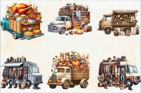 Fall Autumn Truck Sublimation Clipart Bundle Sublimation SVGArt 