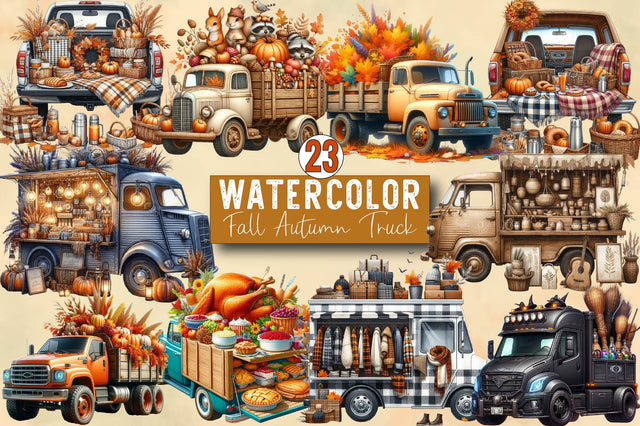 Fall Autumn Truck Sublimation Clipart Bundle Sublimation SVGArt 