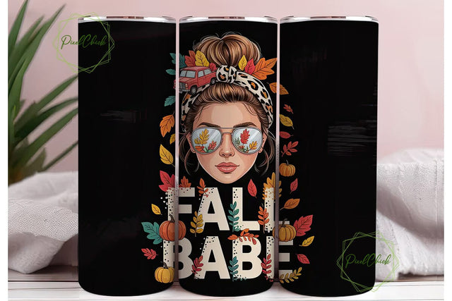 Fall Babe 20oz Tumbler Wrap Sublimation PixelChick 