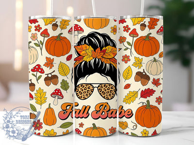 Fall Babe Autumn 20oz Tumbler, Fall Babe, Autumn Design, Cozy Vibes, Rustic Charm, Whimsical Style, 20oz Wrap, Sublimation Tumbler Sublimation ToriDesigns 