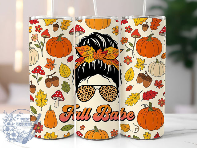 Fall Babe Autumn 20oz Tumbler, Fall Babe, Autumn Design, Cozy Vibes, Rustic Charm, Whimsical Style, 20oz Wrap, Sublimation Tumbler Sublimation ToriDesigns 