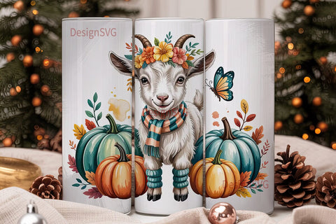 Fall Baby Goat 20oz Tumbler Wrap Sublimation DesignSVG 