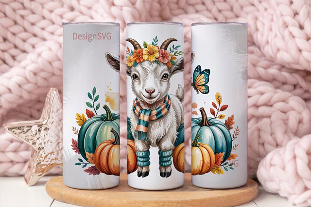 Fall Baby Goat 20oz Tumbler Wrap Sublimation DesignSVG 