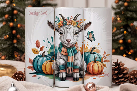 Fall Baby Goat 20oz Tumbler Wrap Sublimation DesignSVG 