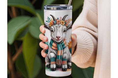 Fall Baby Goat 20oz Tumbler Wrap Sublimation DesignSVG 