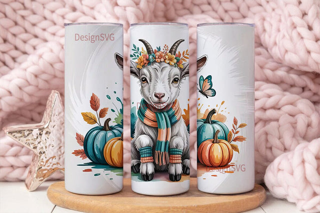 Fall Baby Goat 20oz Tumbler Wrap Sublimation DesignSVG 