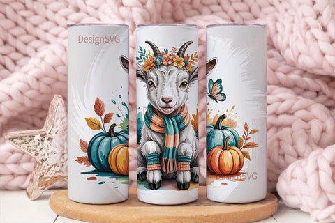 Fall Baby Goat 20oz Tumbler Wrap Sublimation DesignSVG 