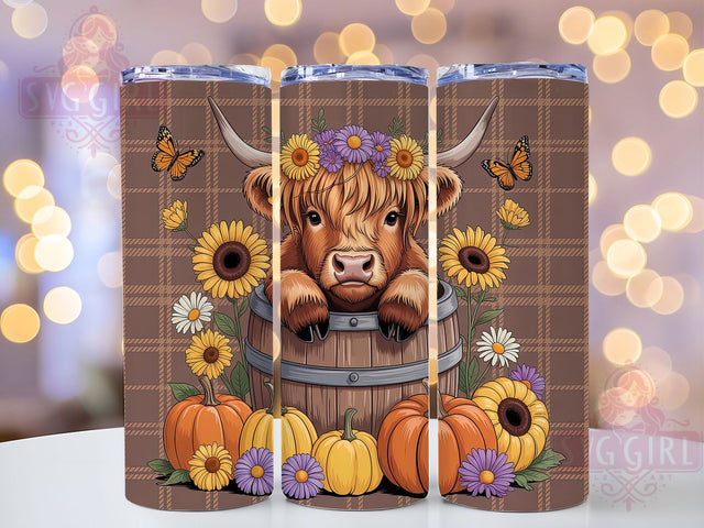 Fall Baby Highland Cow Pumpkin Tumbler, Highland Cow Wrap, Pumpkin Sunflower Cup, 20Oz Sublimation Design, Autumn Cow Drinkware, Rustic Fall Tumbler, Farmhouse Style Wrap Sublimation SvggirlplusArt 