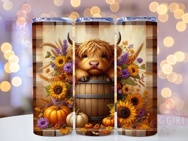 Fall Baby Highland Cow Pumpkin Tumbler, Highland Cow Wrap, Pumpkin Sunflower Cup, 20Oz Sublimation Design, Autumn Cow Drinkware, Rustic Fall Tumbler, Farmhouse Style Wrap Sublimation SvggirlplusArt 