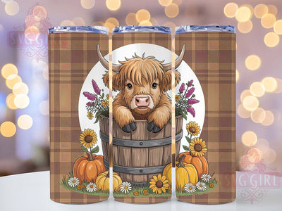 Fall Baby Highland Cow Pumpkin Tumbler, Highland Cow Wrap, Pumpkin Sunflower Cup, 20Oz Sublimation Design, Autumn Cow Drinkware, Rustic Fall Tumbler, Farmhouse Style Wrap Sublimation SvggirlplusArt 