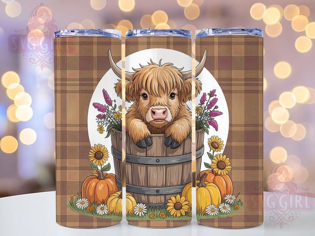 Fall Baby Highland Cow Pumpkin Tumbler, Highland Cow Wrap, Pumpkin Sunflower Cup, 20Oz Sublimation Design, Autumn Cow Drinkware, Rustic Fall Tumbler, Farmhouse Style Wrap Sublimation SvggirlplusArt 