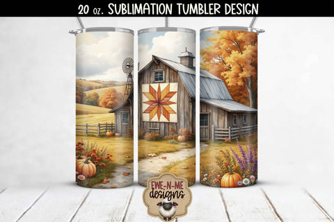 Fall Barns & Boots Tumbler Sublimation Bundle - 20oz Sublimation Tumbler PNG Sublimation Ewe-N-Me Designs 