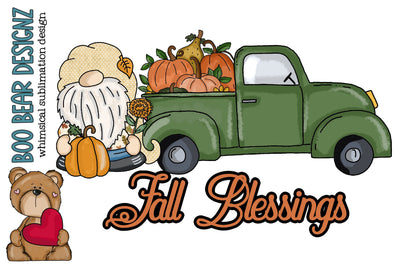 Fall Blessing Gnome Clipart Sublimation Boo Bear Designz 