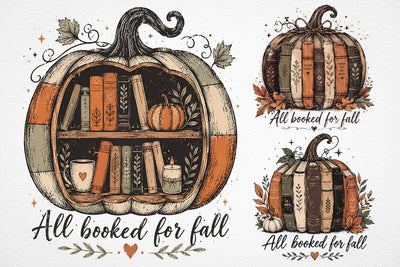 Fall Book Pumpkin Png, Retro Reading Halloween Png SVG DesignDestine 