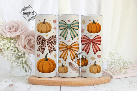 Fall Bows & Pumpkins 20oz Tumbler Wrap Sublimation sassyprint 