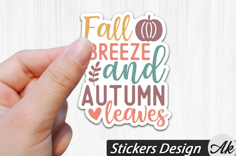 Fall breeze and autumn leaves Stickers Design SVG akazaddesign 