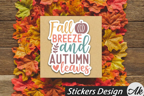 Fall breeze and autumn leaves Stickers Design SVG akazaddesign 