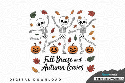 Fall breeze and autumn leaves sublimation png design Sublimation Regulrcrative 