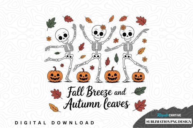 Fall breeze and autumn leaves sublimation png design Sublimation Regulrcrative 