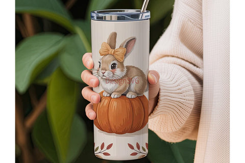 Fall Bunny Pumpkin 20oz Tumbler Wrap Sublimation DesignSVG 